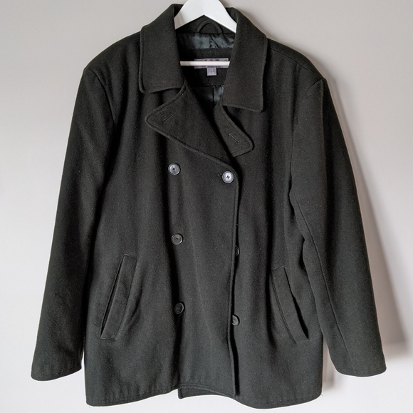 Vintage Dark Green Wool Double Breasted Pea Coat - Picture 13 of 13